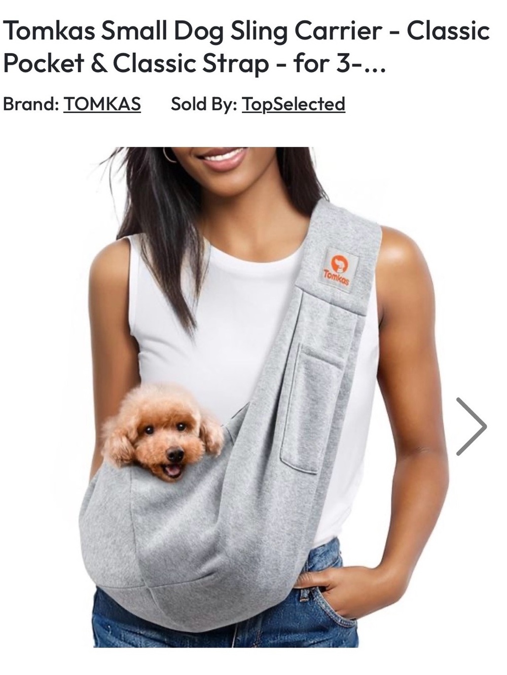 Gray Pet Sling Carrier - Hands-Free Dog Carrier
